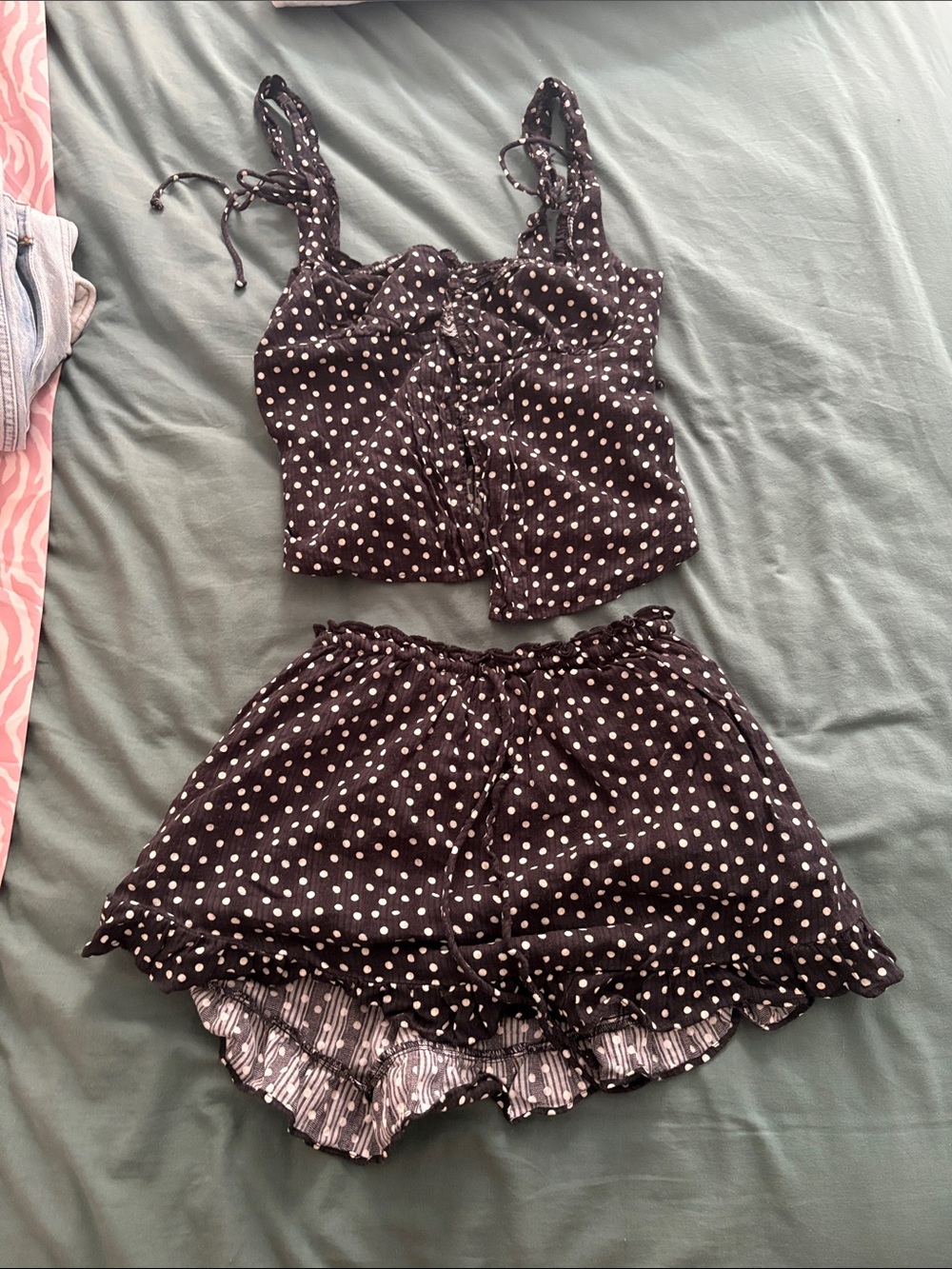 Polka Dot Black Women's Set - Top & Skort